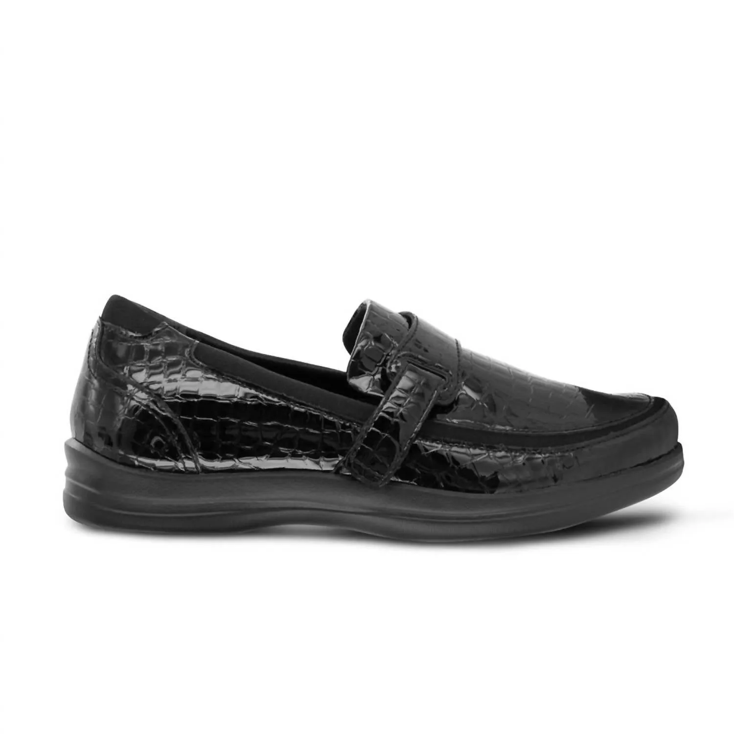 Women's Evelyn Leather Loafer In Black Croc