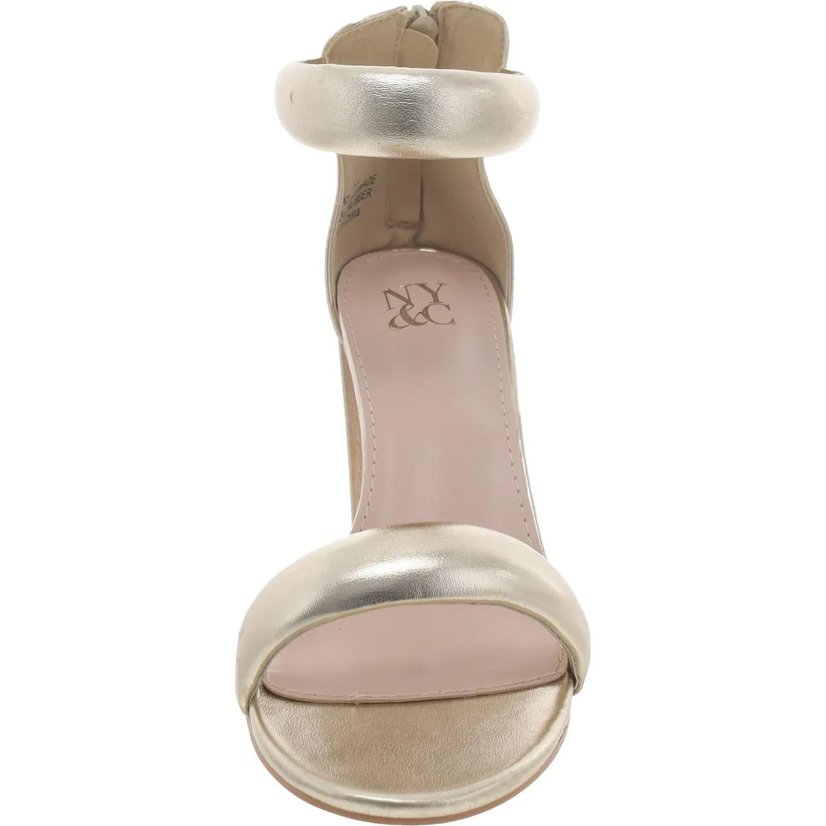 Womens Faux Leather Ankle Strap Block Heel