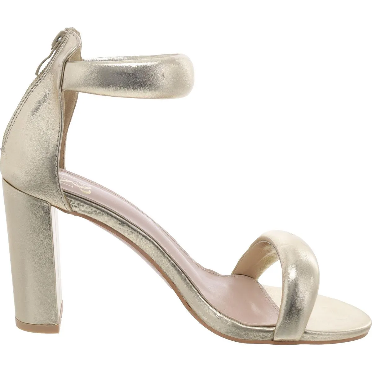Womens Faux Leather Ankle Strap Block Heel