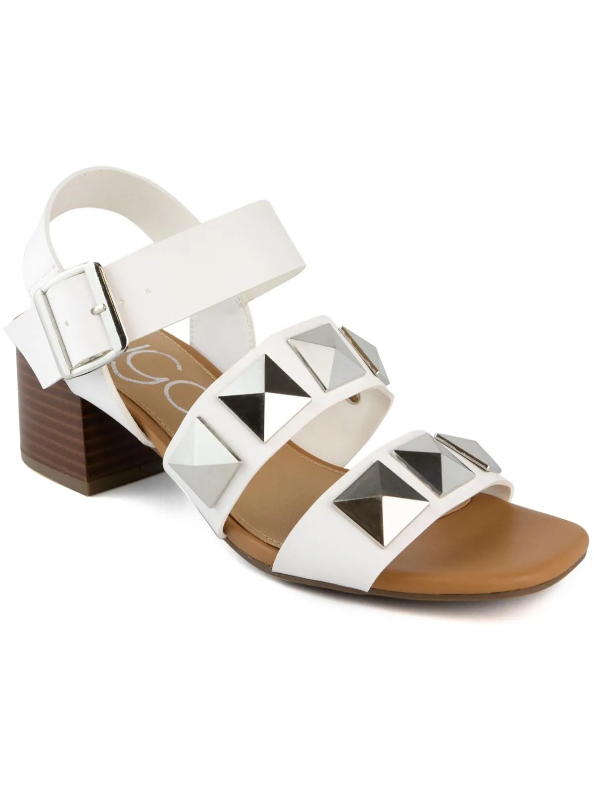 Womens Faux Leather Open Toe Block Heel
