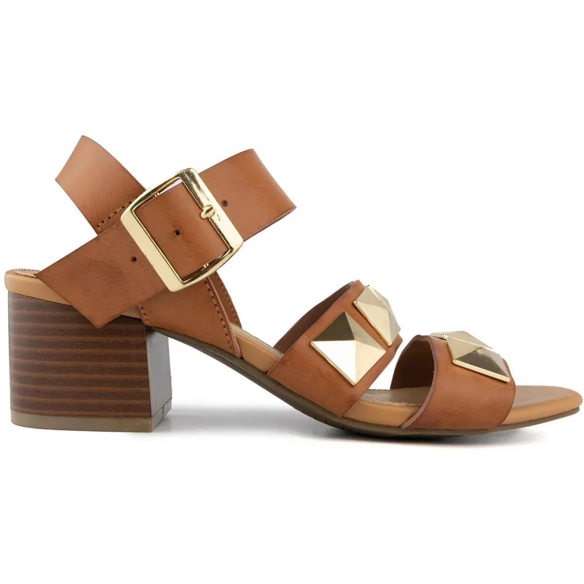 Womens Faux Leather Open Toe Block Heel