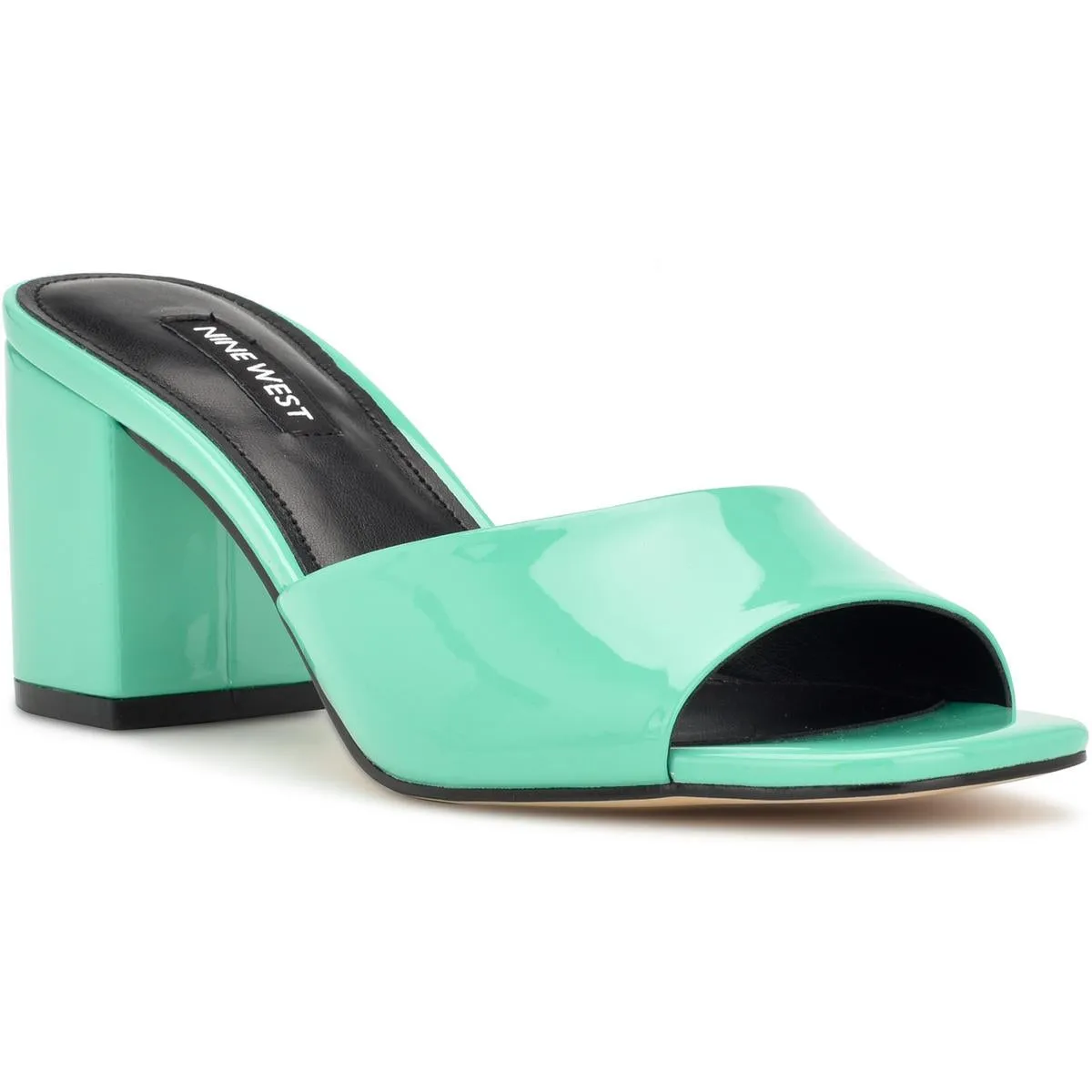 Womens Faux Leather Slip On Block Heel