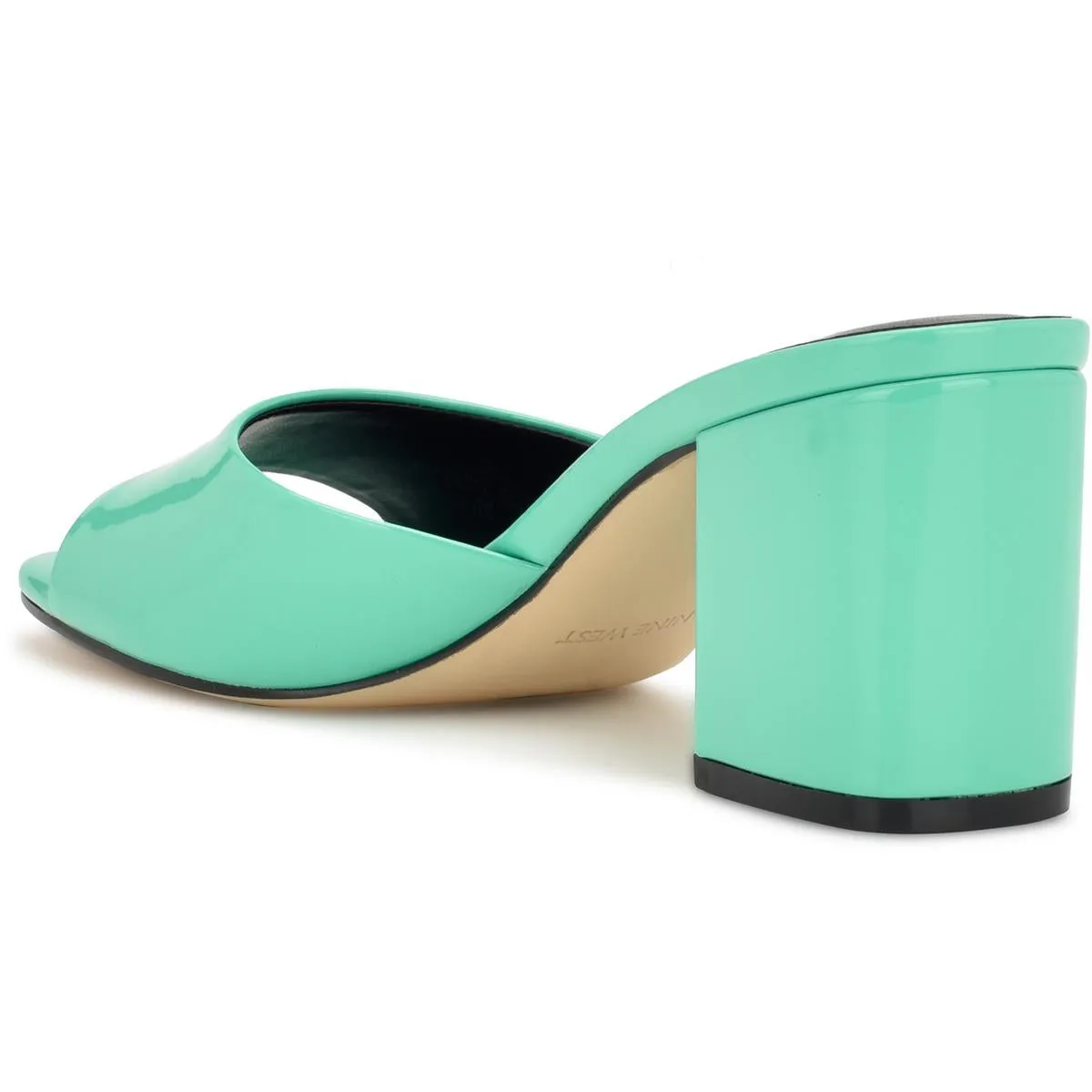 Womens Faux Leather Slip On Block Heel