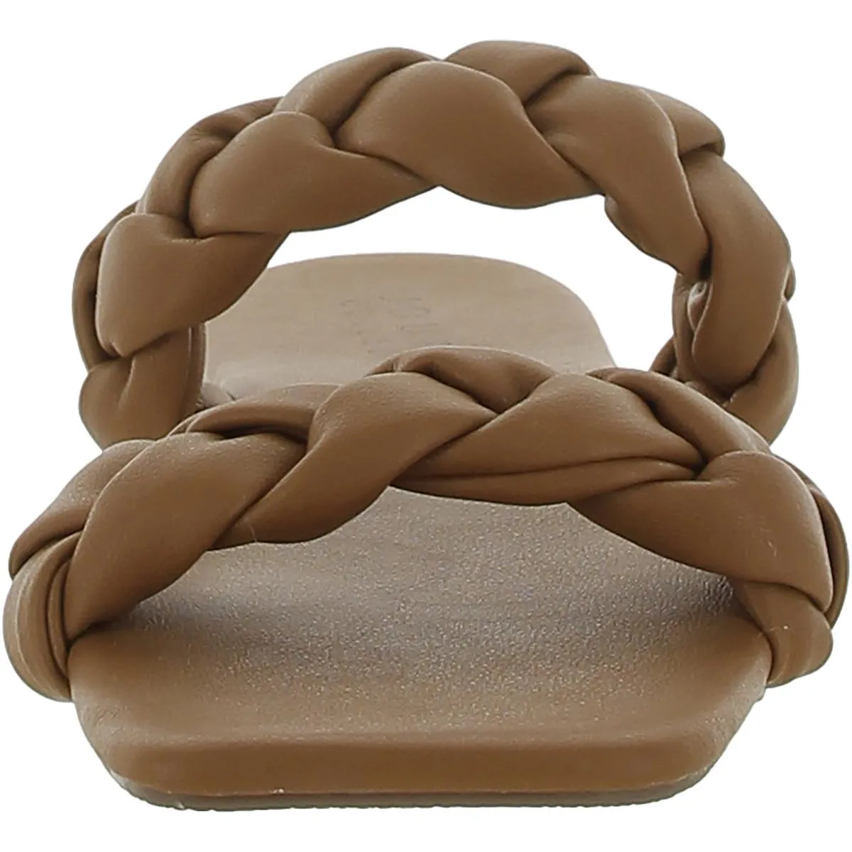 Womens Faux Leather Slip On Flatform Sandals