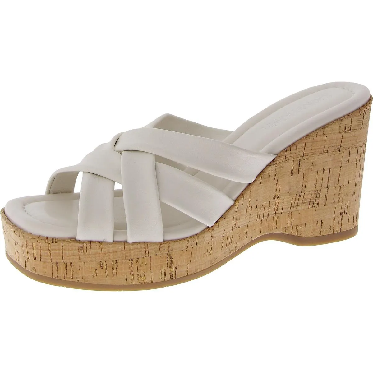 Womens Faux Leather Strappy Slide Sandals