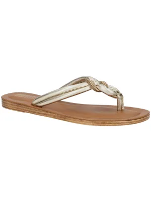 Womens Faux Leather Thong Flip-Flops
