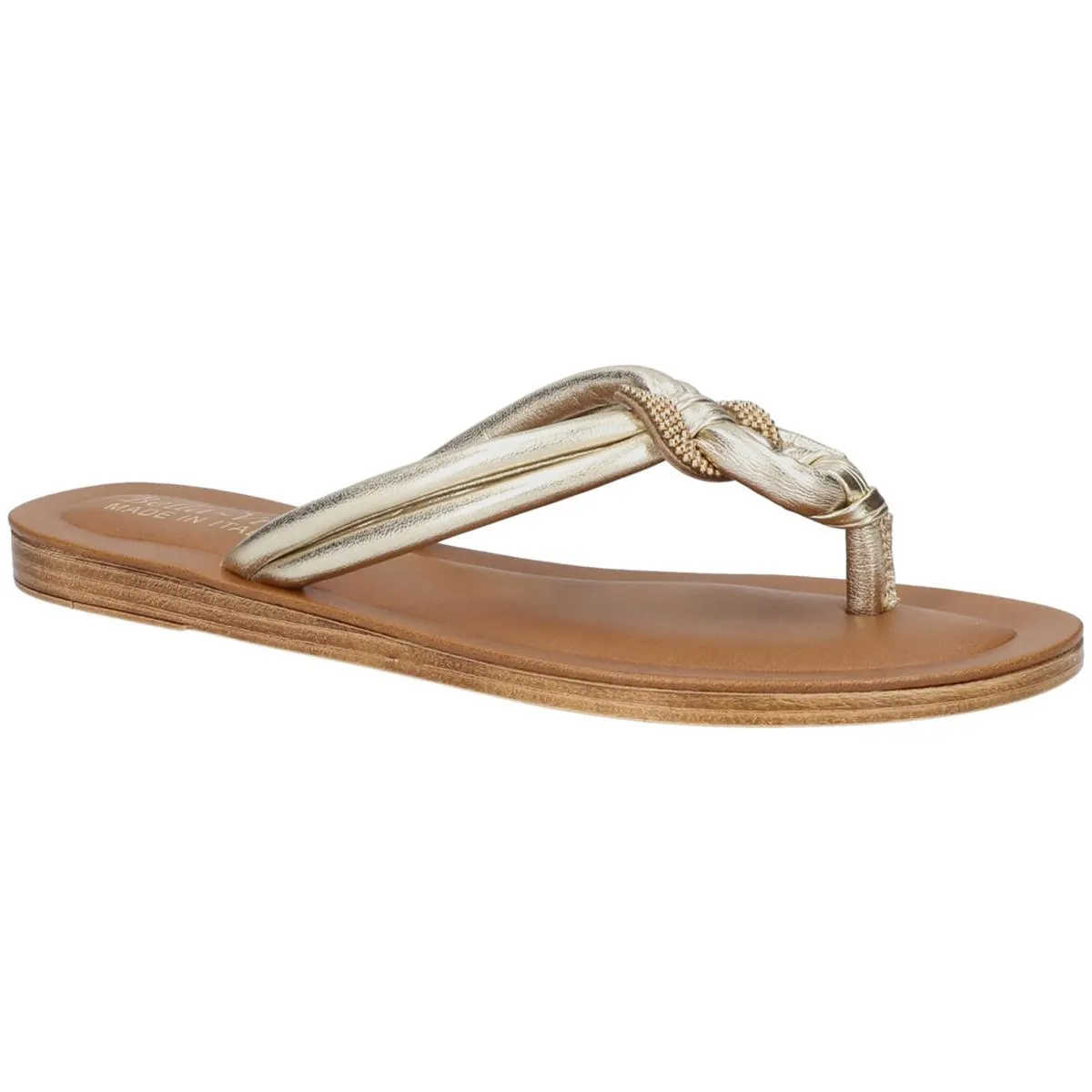 Womens Faux Leather Thong Flip-Flops