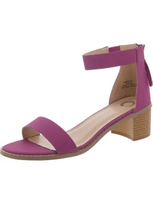 Womens Faux Leather Zipper Ankle Strap