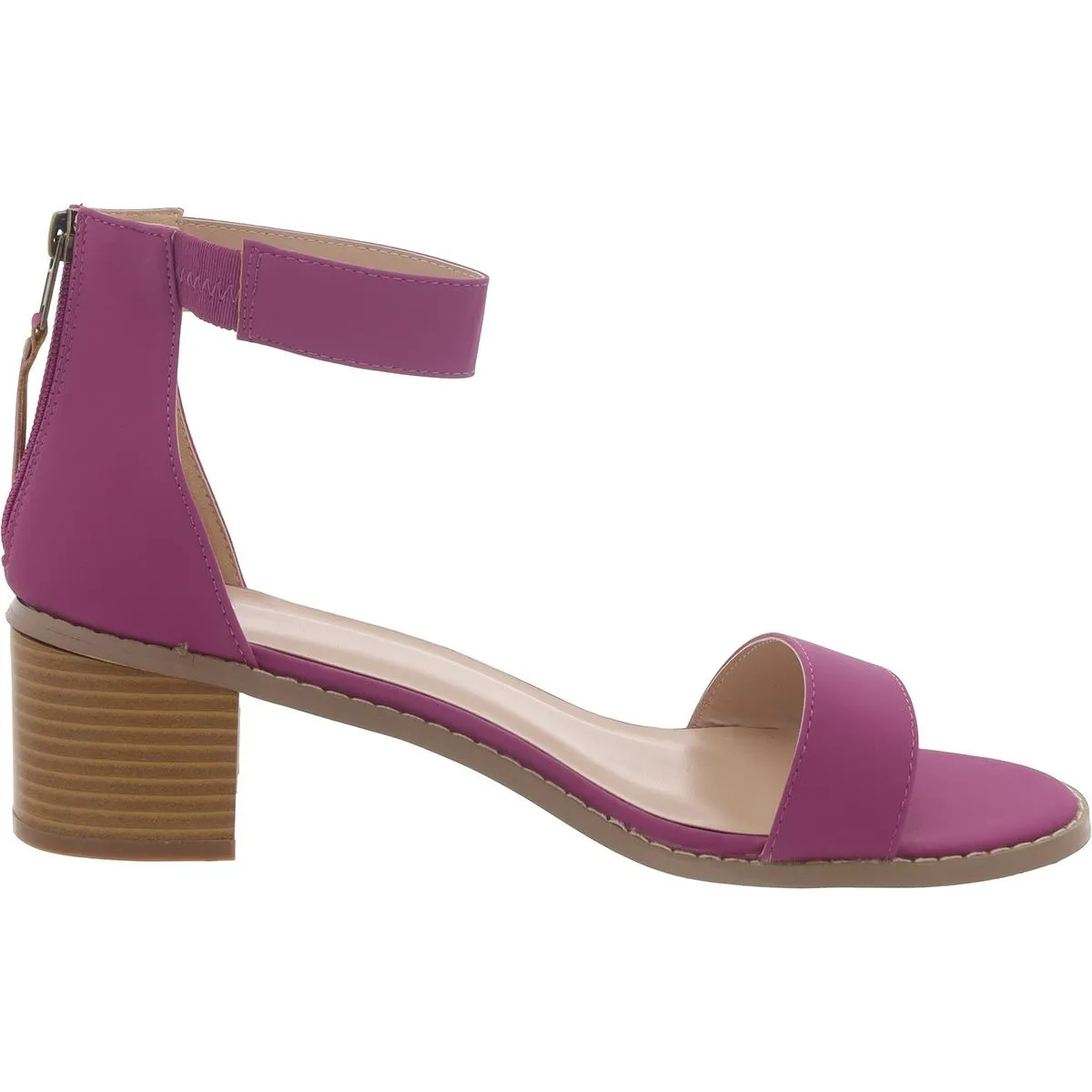 Womens Faux Leather Zipper Ankle Strap