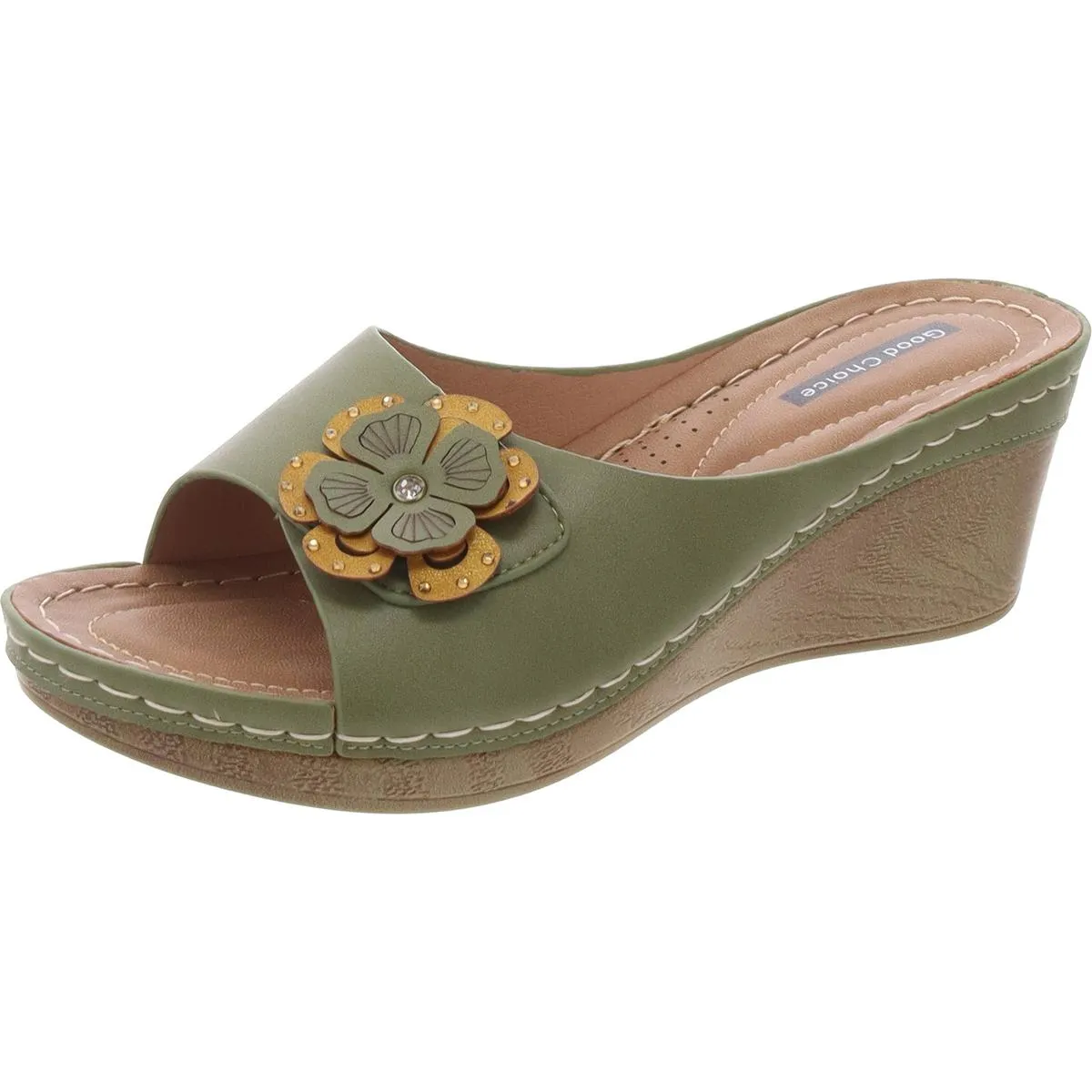 Womens Faux Suede Slip On Wedge Sandals