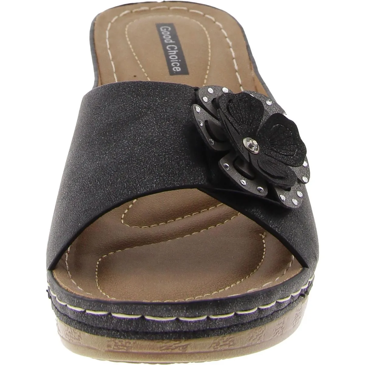 Womens Faux Suede Slip On Wedge Sandals
