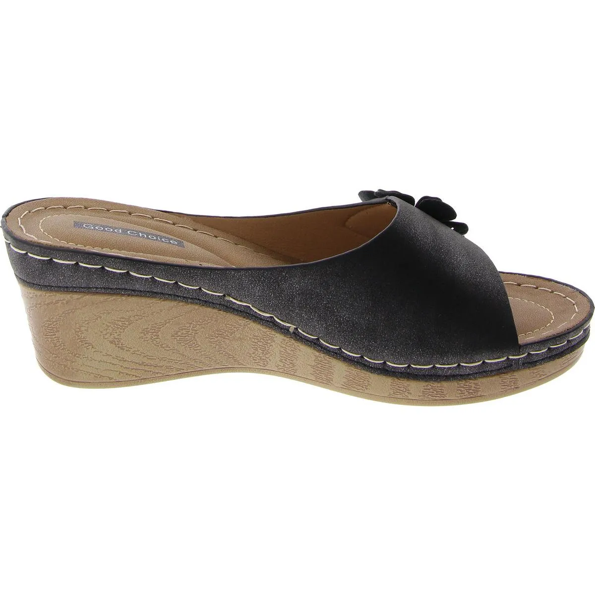 Womens Faux Suede Slip On Wedge Sandals