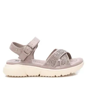 Women's Flat Suede Sandals In Open Grey