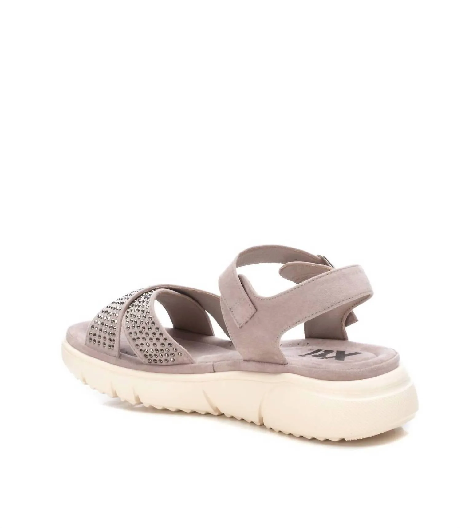 Women's Flat Suede Sandals In Open Grey