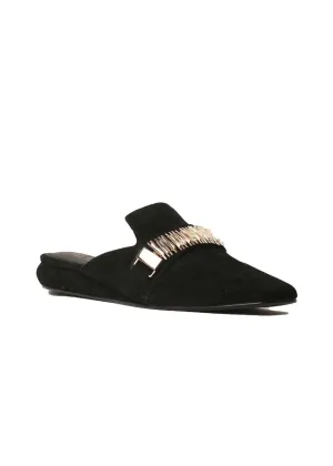 Women's Flipper Mule In Black Suede