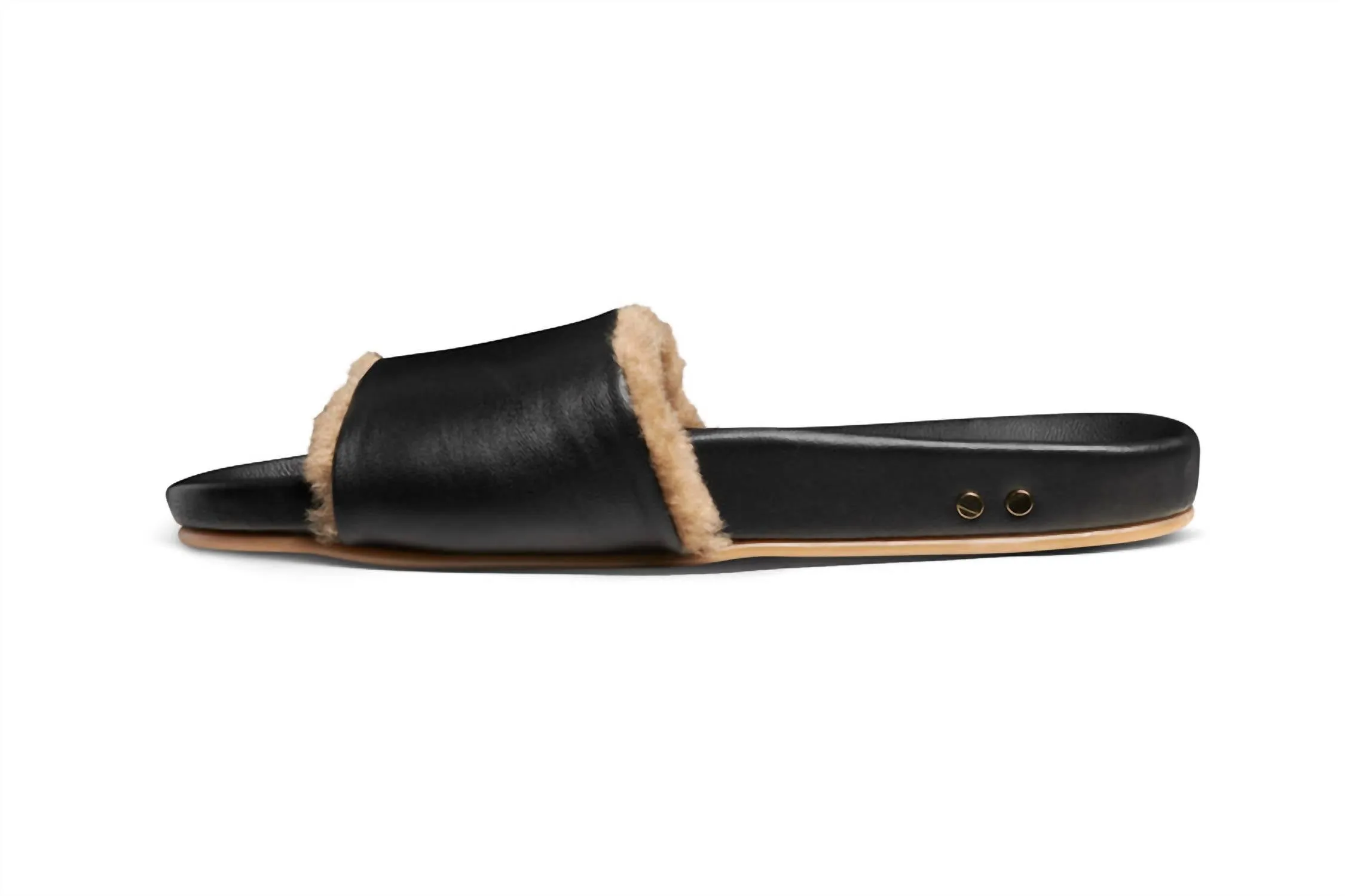 Women's Gallito Shearling Slide Sandal In Black/black