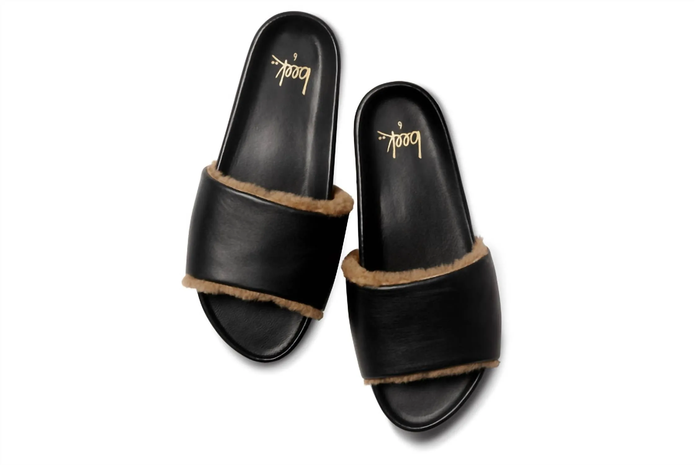 Women's Gallito Shearling Slide Sandal In Black/black