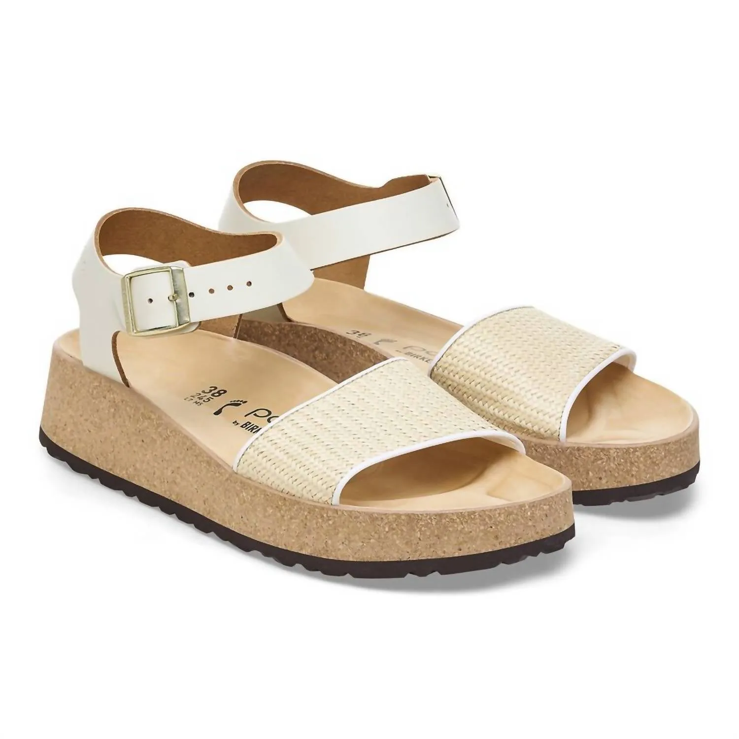 Women's Glenda Raffia Leather Sandals - Medium/narrow In White