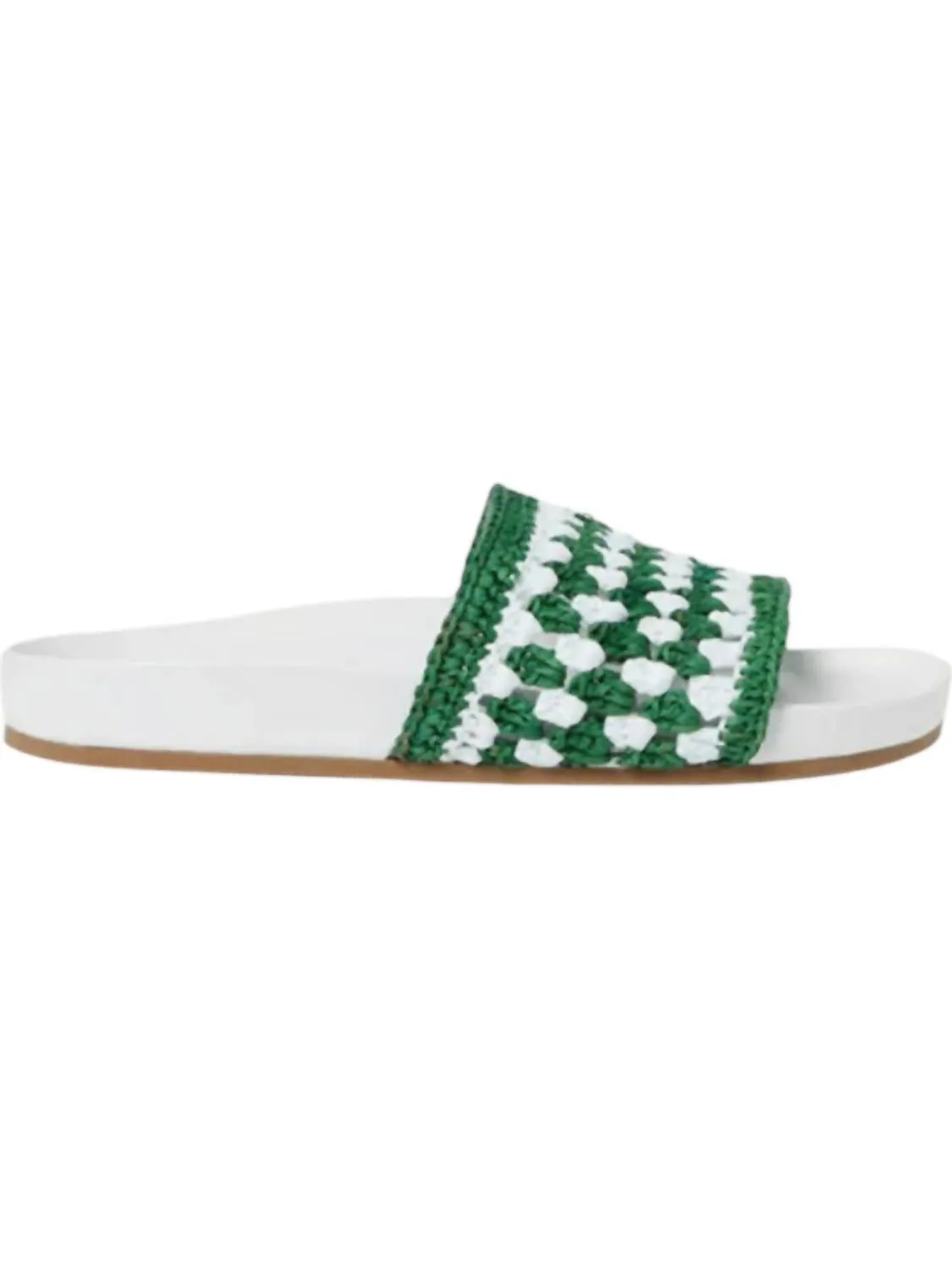 Women's Henri Crochet Raffia Band Footbed Sandal In White/green
