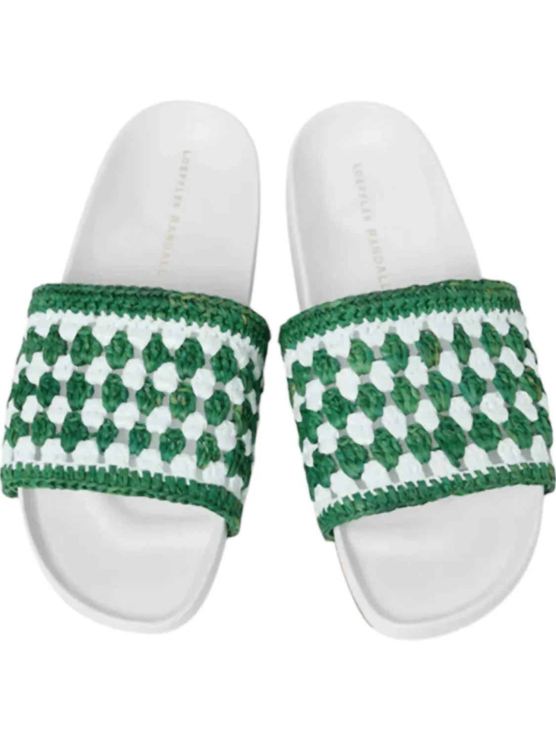 Women's Henri Crochet Raffia Band Footbed Sandal In White/green