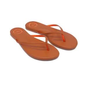 Women's Indie Sandals In Saddle With Orange