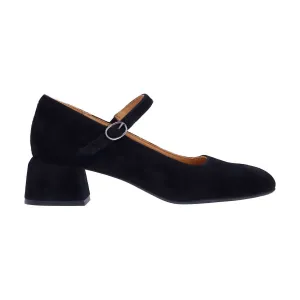 Women's Katriel Pump Strap Heel Shoes In Black Suede