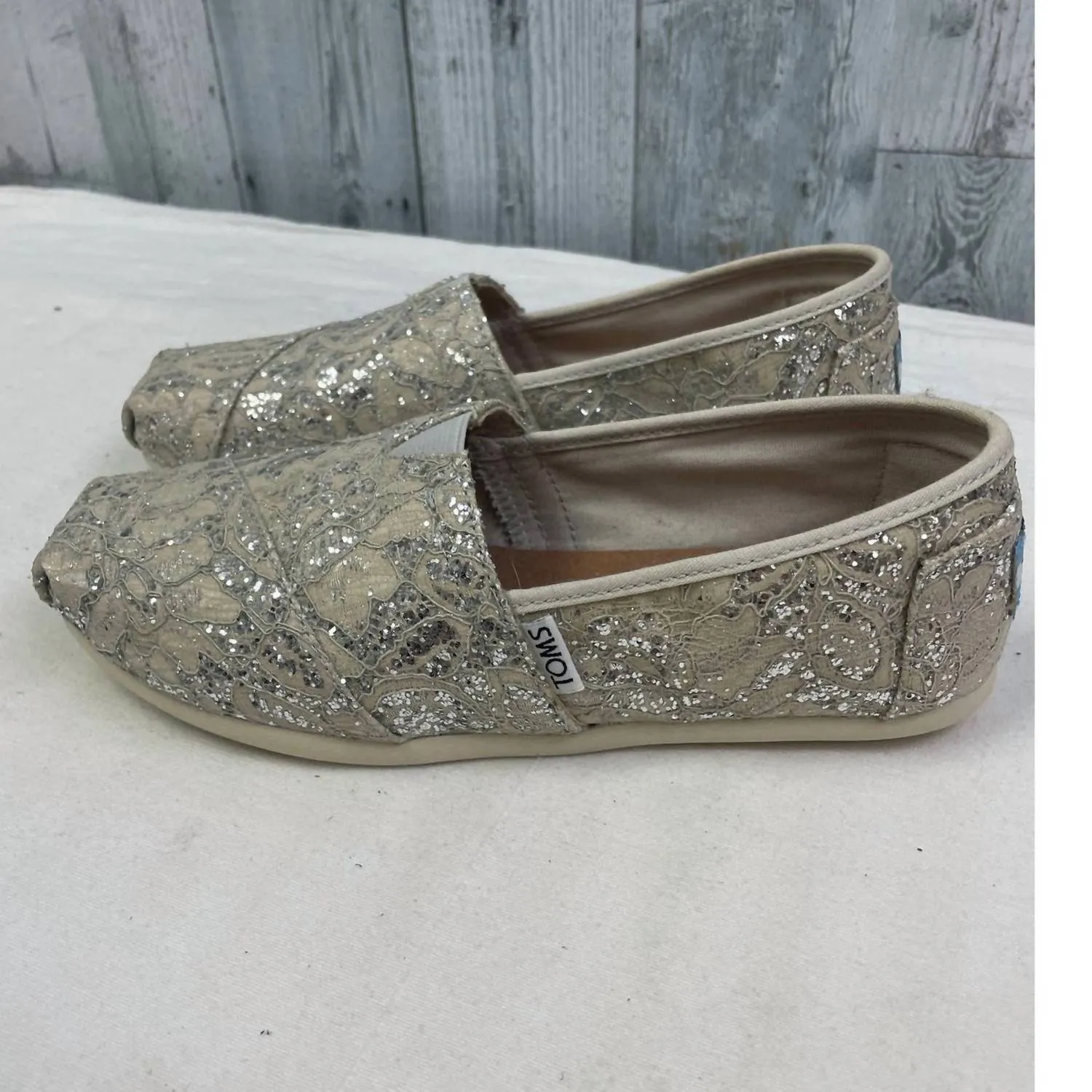 Women's Lace Fabric Loafers In Silver Floral