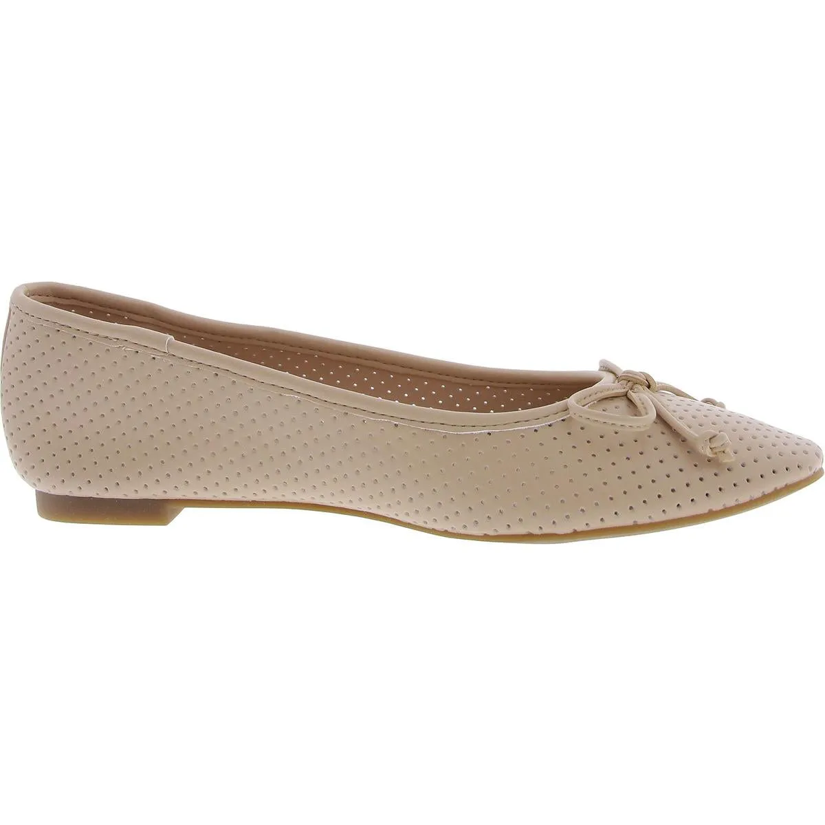 Womens Laser Cut Faux Leather Ballet Flats