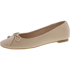 Womens Laser Cut Faux Leather Ballet Flats