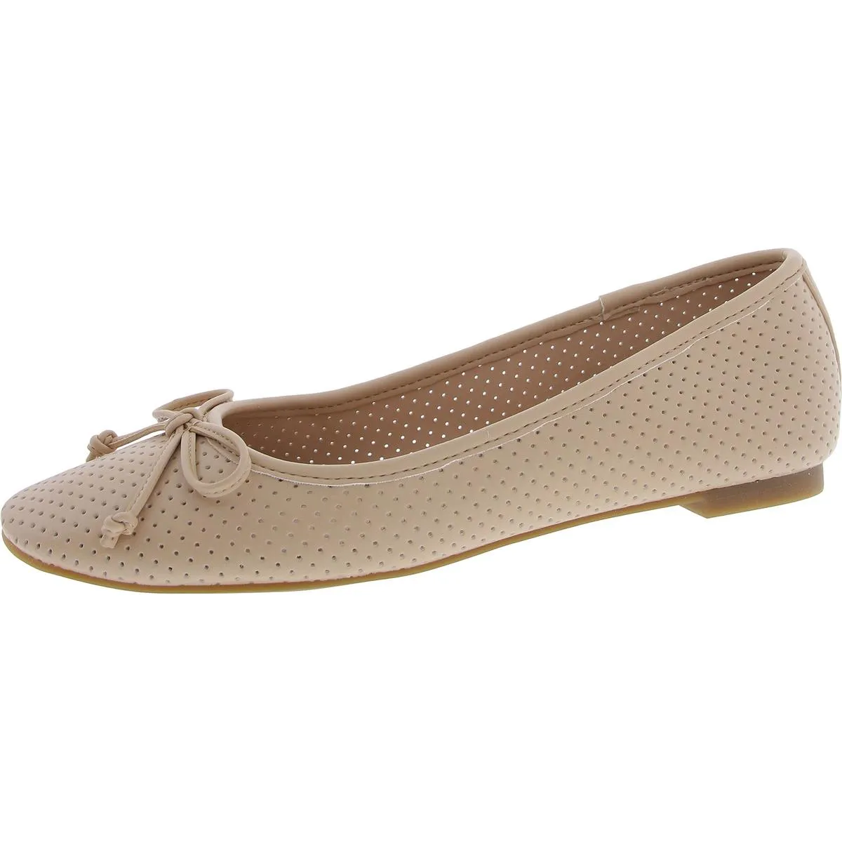 Womens Laser Cut Faux Leather Ballet Flats