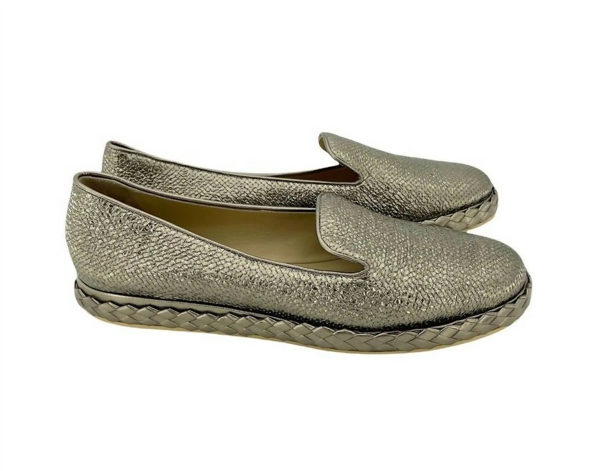 Women's Leather Flats In Gold