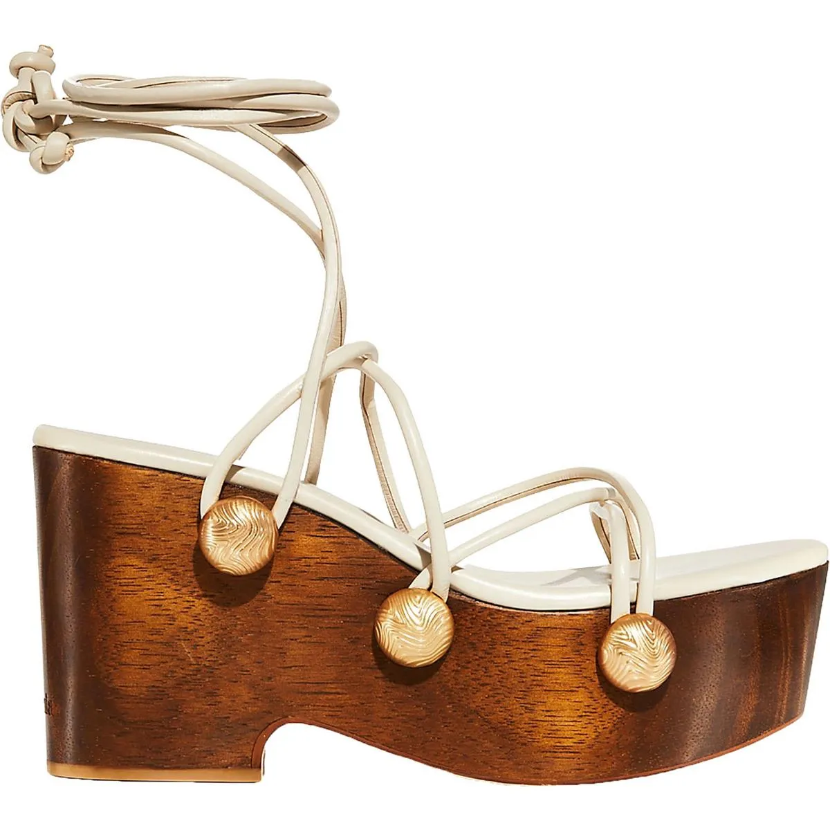Womens Leather Lace-Up Platform Sandals