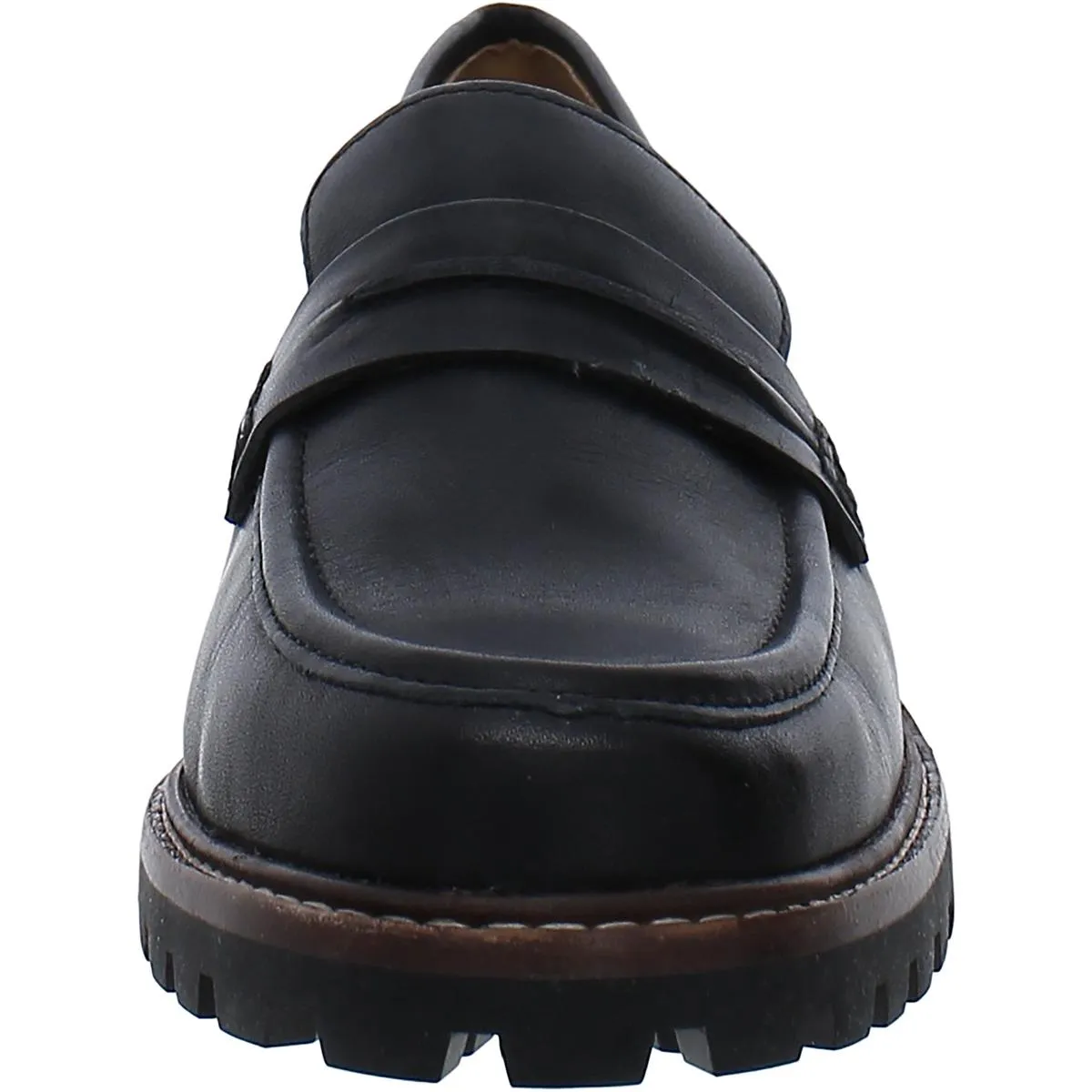 Womens Leather Slip On Loafer Heels