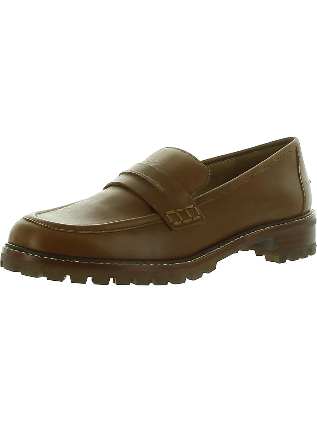 Womens Leather Slip On Loafer Heels