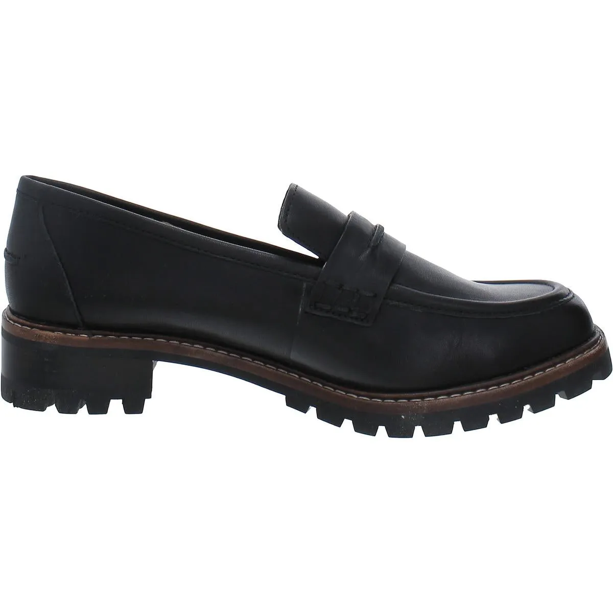 Womens Leather Slip On Loafer Heels