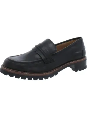 Womens Leather Slip On Loafer Heels
