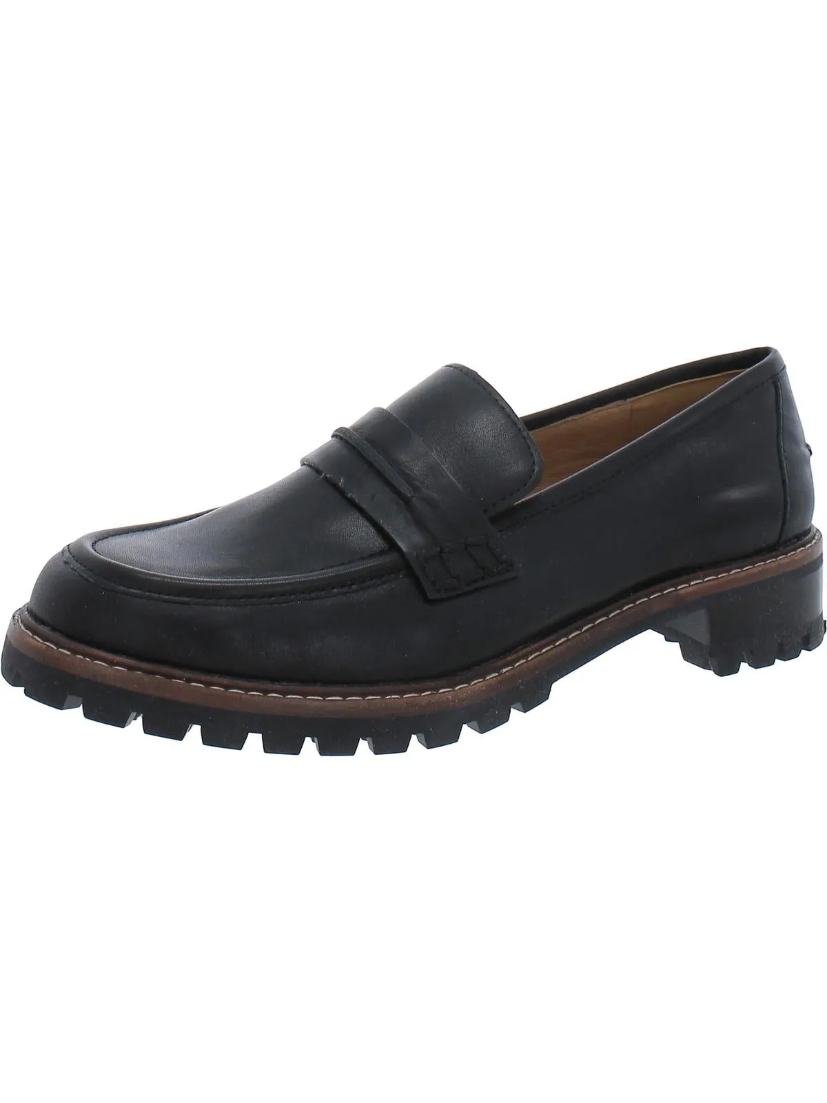 Womens Leather Slip On Loafer Heels
