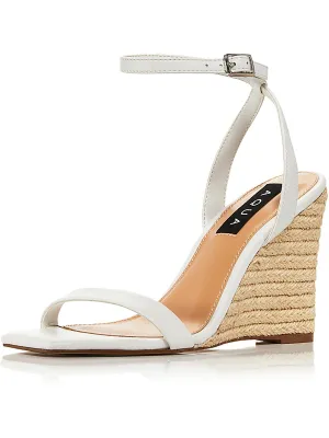 Womens Leather Square Toe Espadrilles