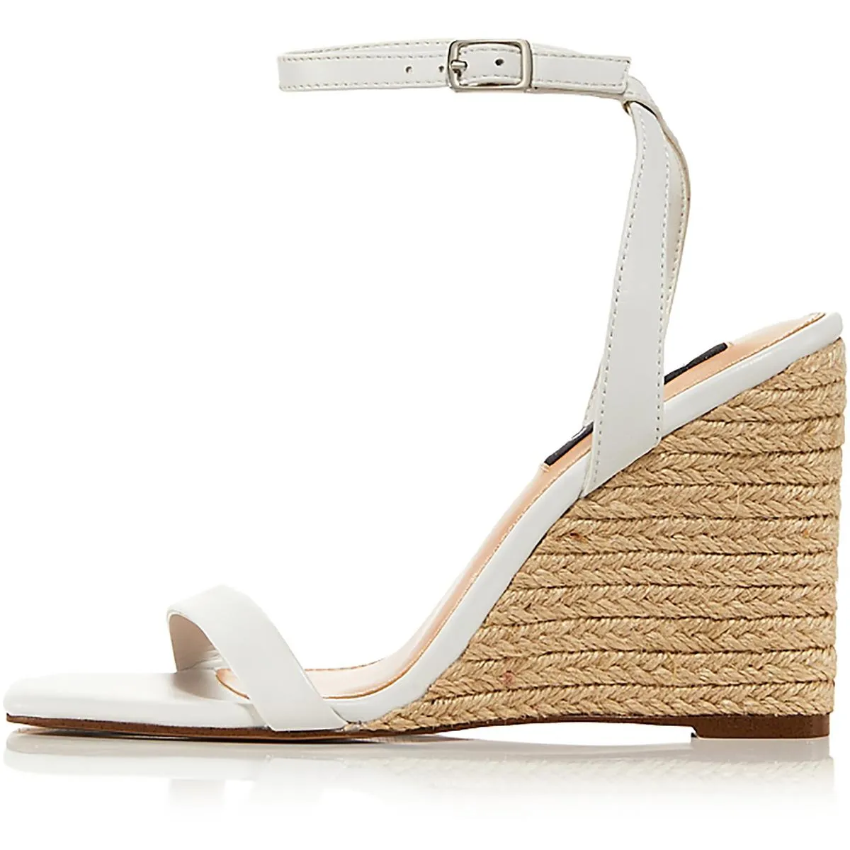 Womens Leather Square Toe Espadrilles