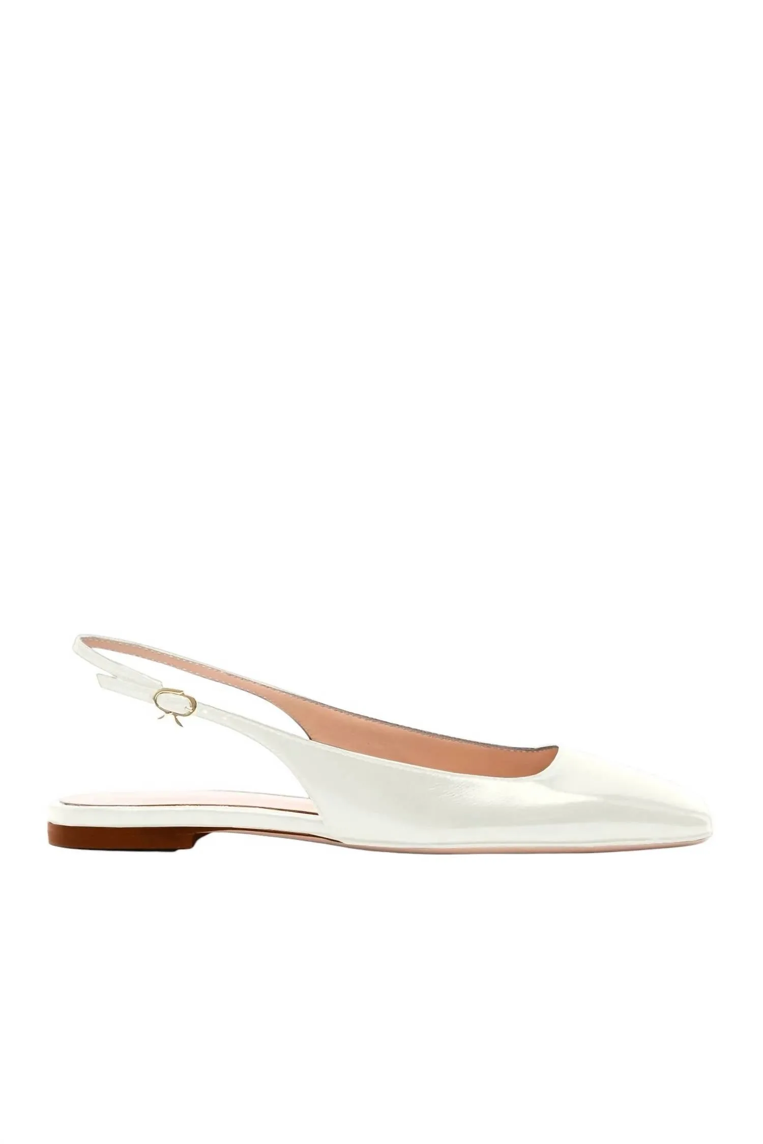 Women's Leather Square-Toe Slingback Ballerina Flats In Off-White