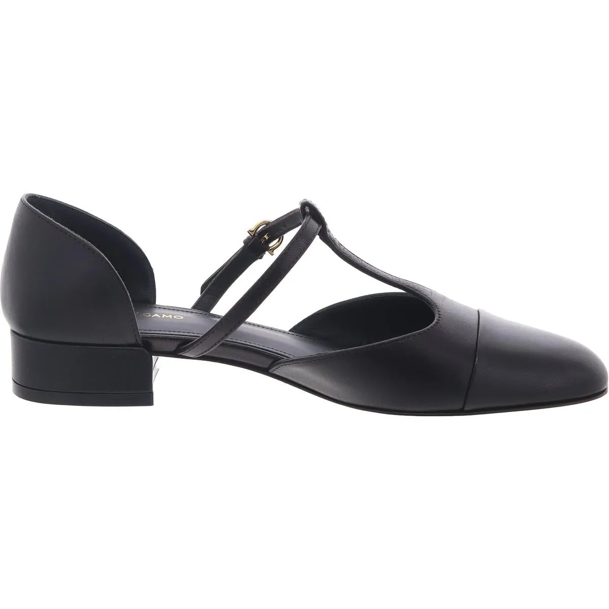Womens Leather T-Strap Pumps
