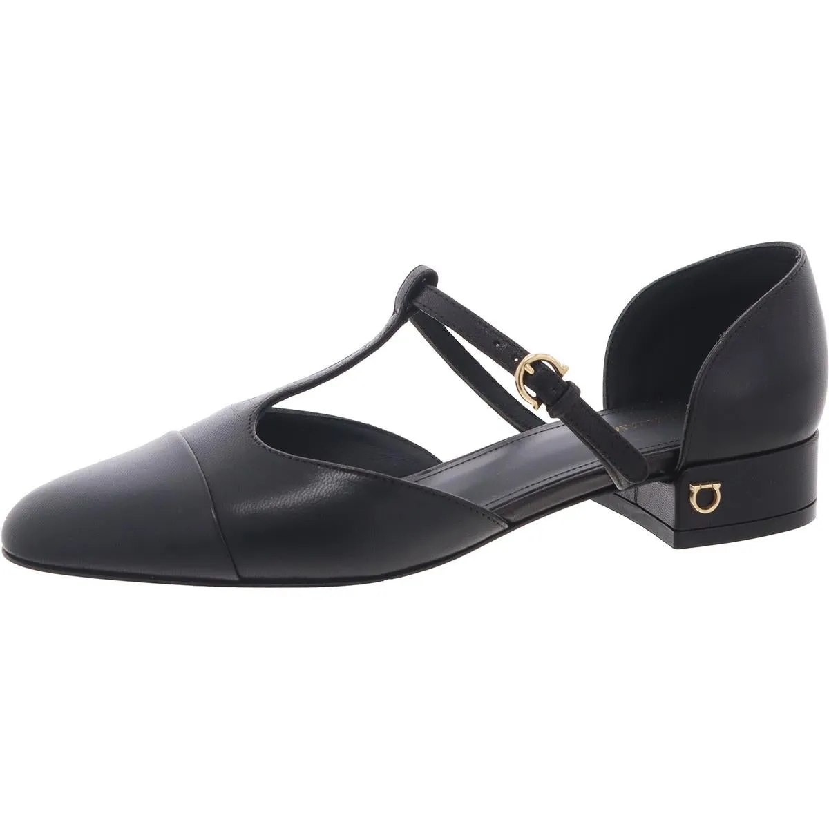 Womens Leather T-Strap Pumps