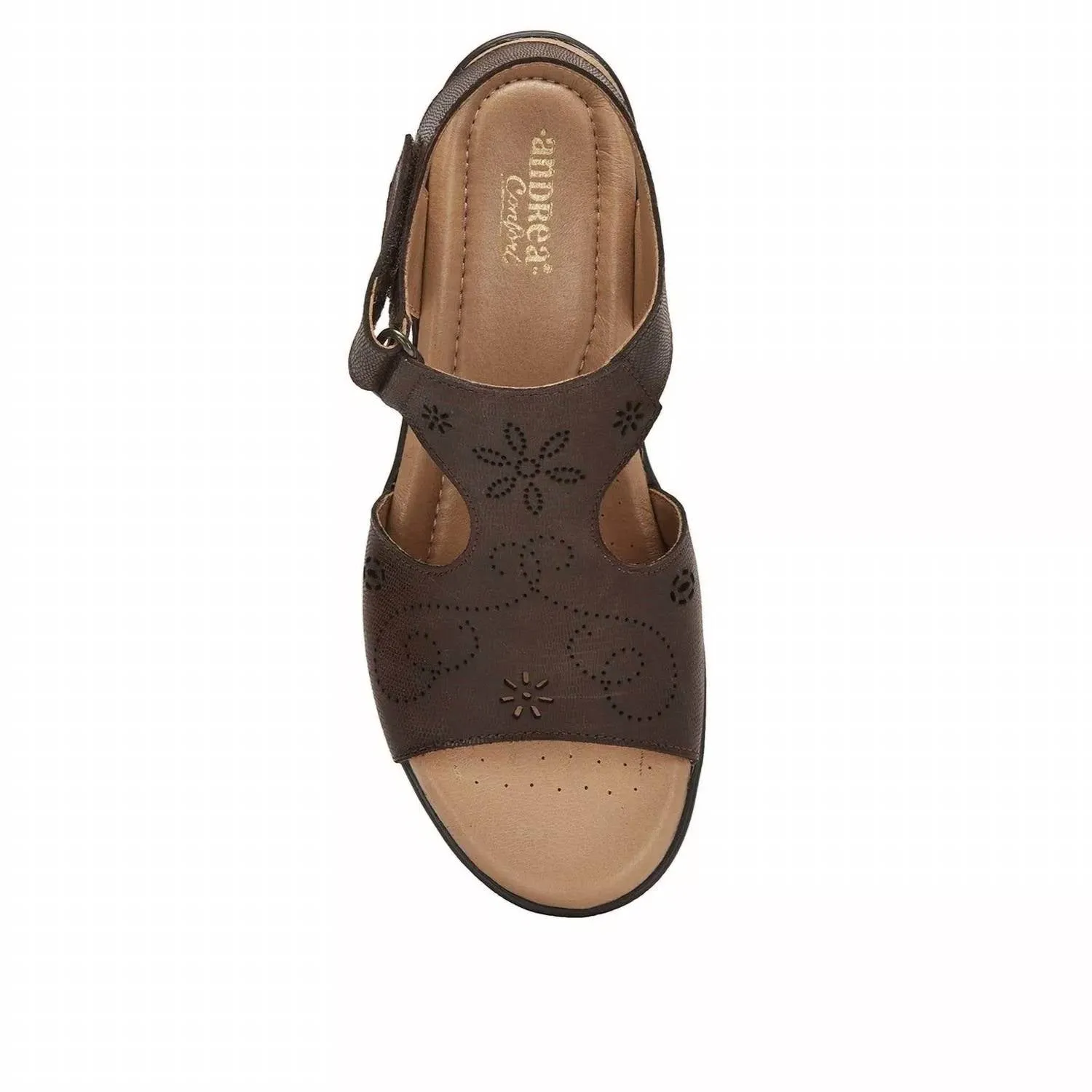 Women's Leather Wedge Sandals With Plush Footbed In Brown
