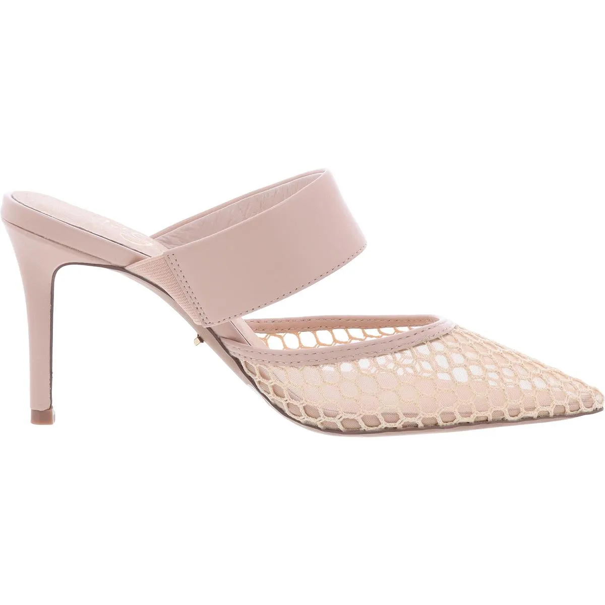 Womens Mesh Inset Faux Leather Pumps