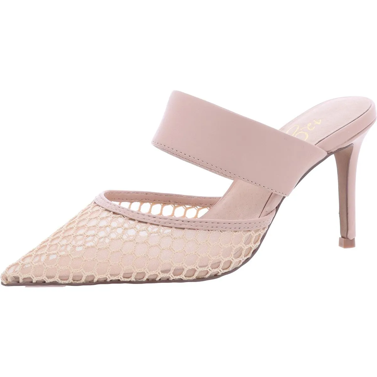 Womens Mesh Inset Faux Leather Pumps