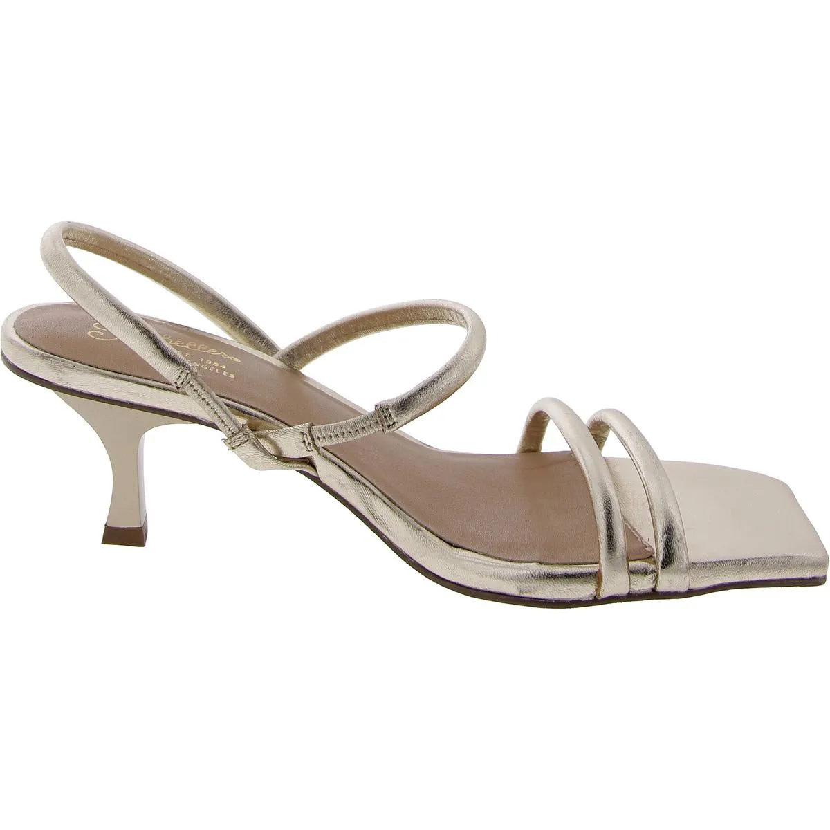 Womens Metallic Square toe Slingback Sandals