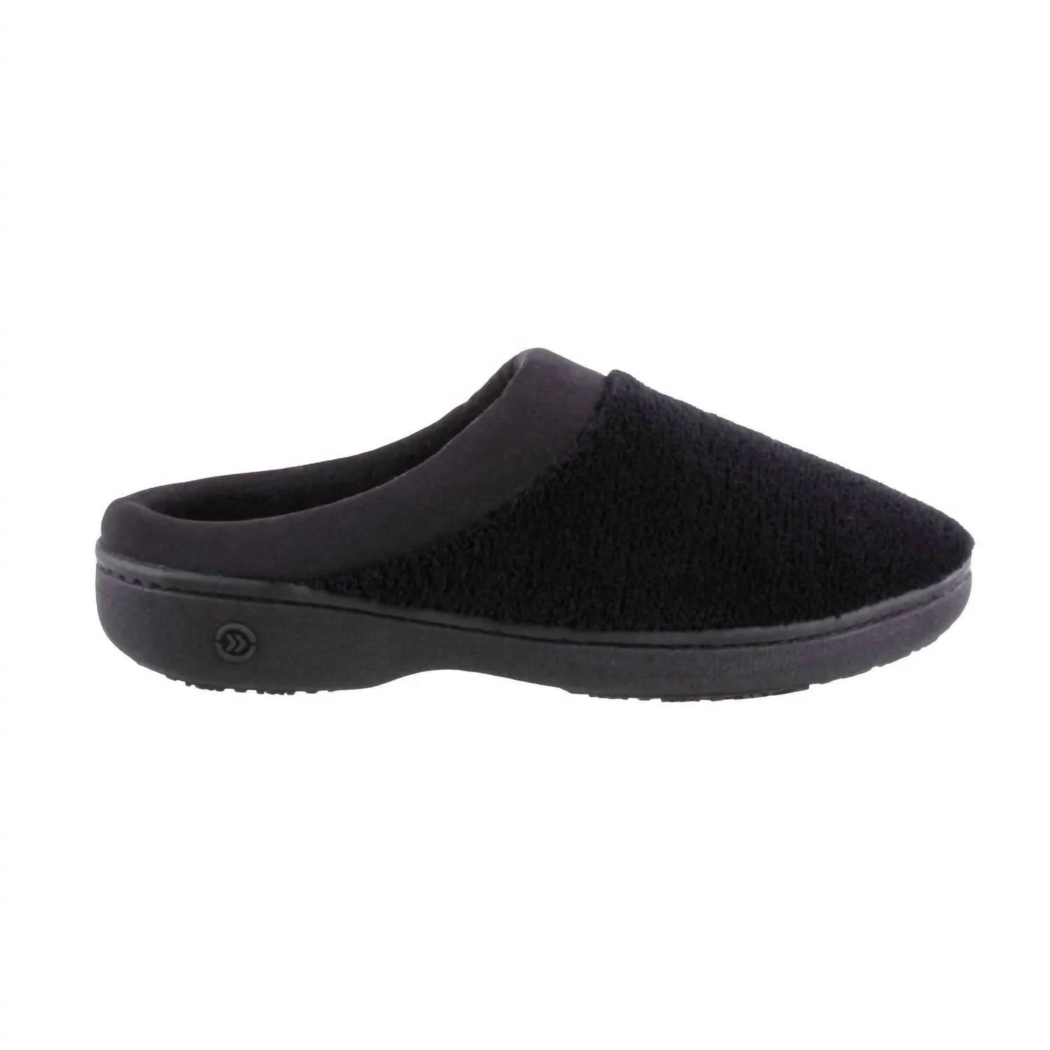 Women's Microterry Pillowstep Satin Cuff Clog Slipper In Black