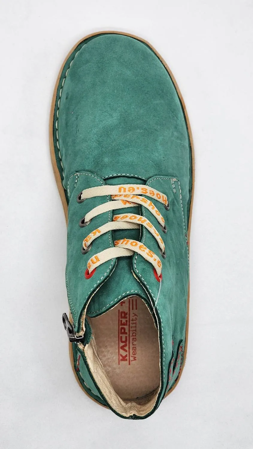 Women's Old-Fashioned Zip-Up Leather Boots In Green