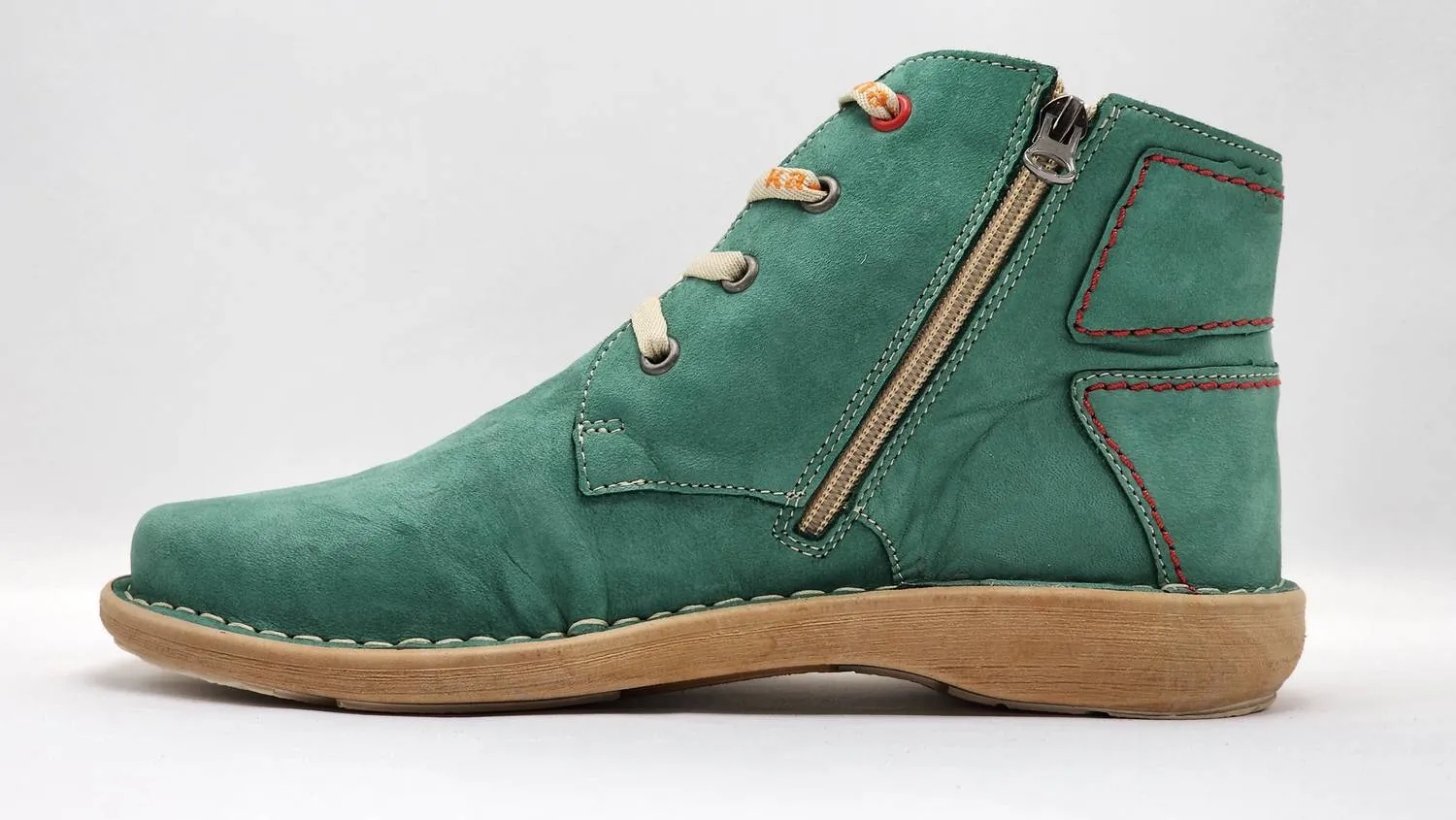 Women's Old-Fashioned Zip-Up Leather Boots In Green