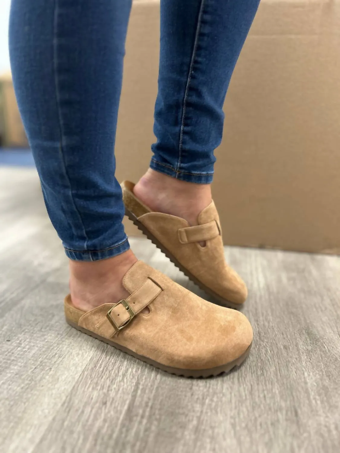 Women's One For The Books Mule In Faux Camel Suede